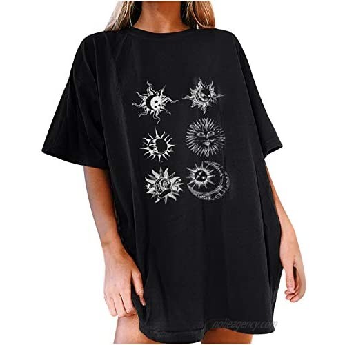 Summer Tops for Women  Short Sleeve Round Neck Oversize Tshirt Vintage Printing Top Plus Size Loose Casual Tee