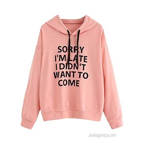 UOKNICE Womens Blouses  Long Sleeves Casual Winter Warm Round Neck Jumper Letter Print Pullover Hoodie Sweatshirts Tops