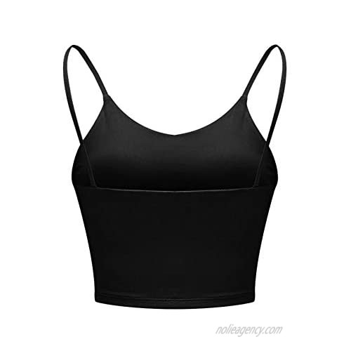 VJGOAL Solid Color U-Neck Sports Bra for Women Workout Crop Basic Primer Tops Yoga Bra Tank with Chest pad