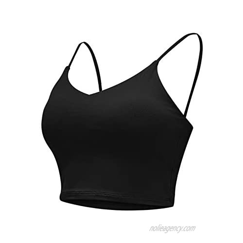 VJGOAL Solid Color U-Neck Sports Bra for Women Workout Crop Basic Primer Tops Yoga Bra Tank with Chest pad