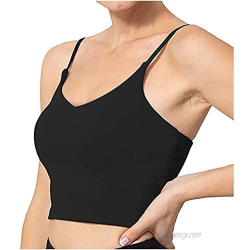 VJGOAL Solid Color U-Neck Sports Bra for Women  Workout Crop Basic Primer Tops Yoga Bra Tank with Chest pad