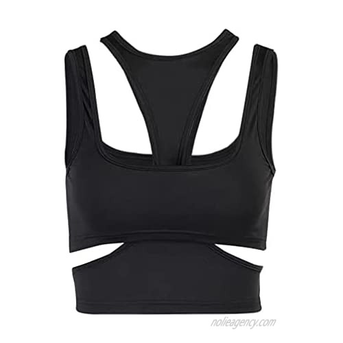 Women Sexy Cut Out 2 Piece Crop Tops Summer Casual Hollow Out Gothic Punk Tank Top Sports Streetwear