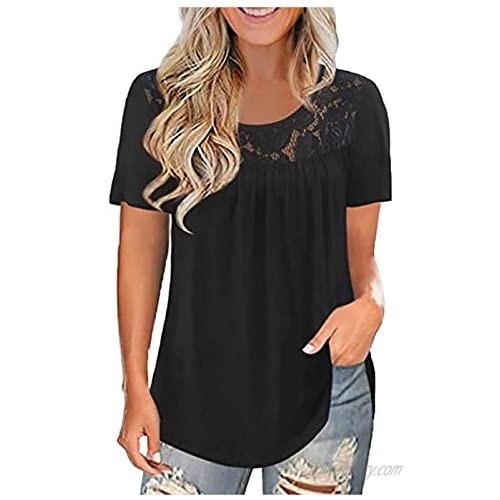 Women Short Sleeve Shirt Round Neck Summer Casual Plus Size Printed T-Shirt Top
