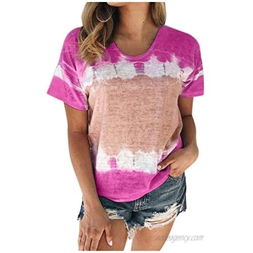 Women's Crop Tops for Women Summer Casual Round Neck Short Sleeve Print Plus Size Loose Tee Basic Shirt Top