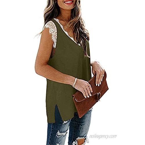 Womens Fashion Lace V-Neck T-Shirt Blouse Ladies Summer Casual Loose Basic Tops