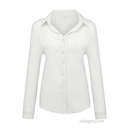 Women's Summer Loose Plus size sexy Linen Button Solid Lapel Long Sleeves Shirt Casual Blouse Tops Shirts