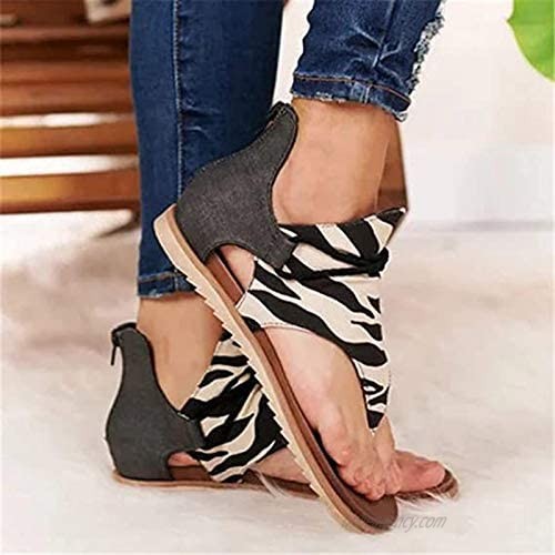YIlanglang Women Outdoor Casual Sandals Slippers Roman Style Flip Flops Summer Open Toe Sandals Flat Beach Shoes Fashion Bohemian Gladiator Clip Toe Sandals for Daily Life Wearing