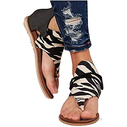 YIlanglang Women Outdoor Casual Sandals Slippers Roman Style Flip Flops Summer Open Toe Sandals Flat Beach Shoes Fashion Bohemian Gladiator Clip Toe Sandals for Daily Life Wearing