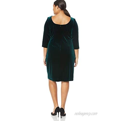 Alex Evenings Women's Plus Size Short Three Quarter Sleeve Velvet Dress