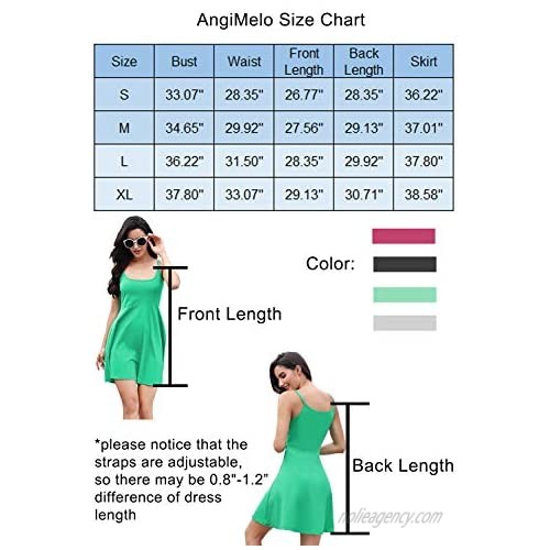 AngiMelo Women Basic Casual Dress Spaghetti Straps Adjustable Sleeveless Sexy Beach Swing Dress Party