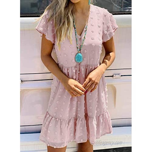BLENCOT Womens Casual Loose Fitting Swing Summer Tunic Shift Dresses