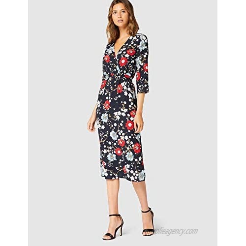 Brand - Truth & Fable Women's Midi Floral Wrap Dress