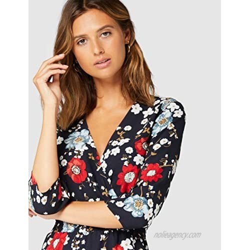 Brand - Truth & Fable Women's Midi Floral Wrap Dress