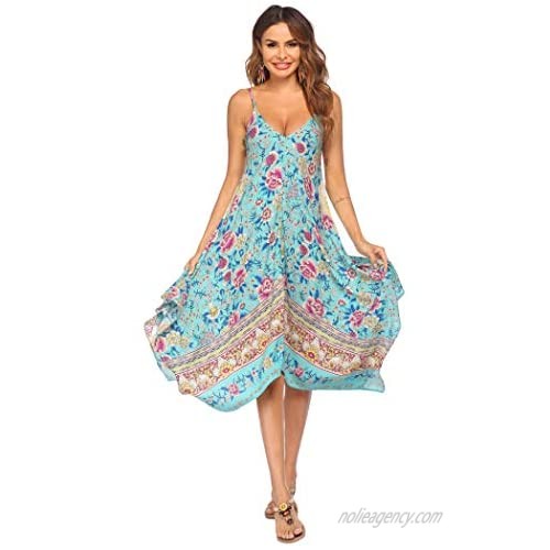 Chigant Ladies Beach Dress V-Neck Loose Seaside Vacation Beach Maxi Dresses Summer Long Dress