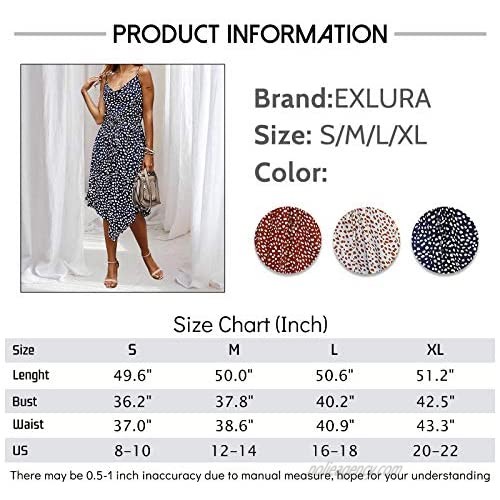 Exlura Women's Leopard Printed Adjustable Strappy Tie Waist Dress Irregular Hem Maxi Dress