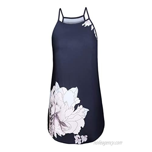 Happy Sailed Womens Halter Floral Printed Sleeveless Beach Mini Casual Dress Summer Short Sundresses Black Small