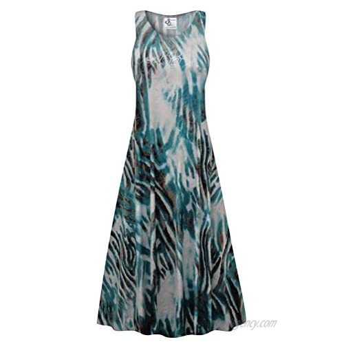 Plus Size Sleeveless A-Line Maxi Dress Marine Life Slinky Print  Tall