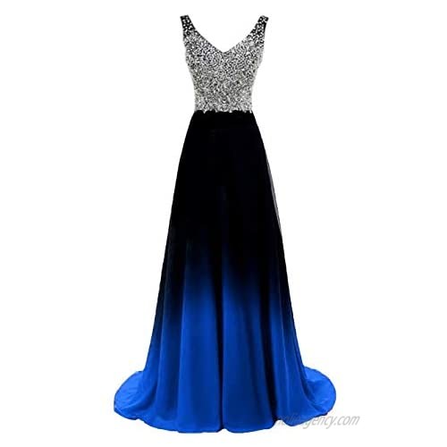 Beilite Women's Top Gradient Evening Prom A Line Gowns
