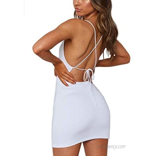 Deslimale Women's Club & Night Out Dresses Sexy Backless Bodycon Mini Dress