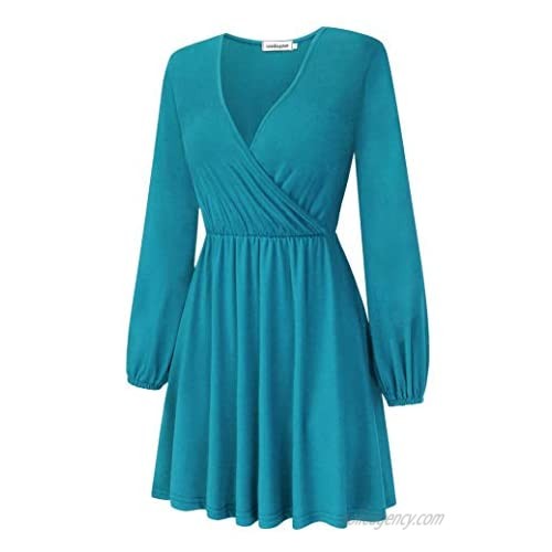 Leadingstar Women's V-Neck A-Line Party Casual Dress