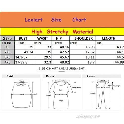 lexiart Plus Size Dresses for Women - Sexy Stretchy Plus Size Bodycon Pencil Long Dress for Causal Party 1X-5X