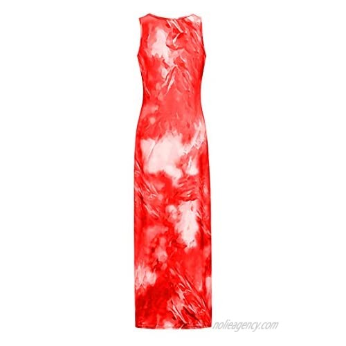 YMING Women’s Casual Long Dress Simple Tank Solid Color Sleeveless Maxi Dress